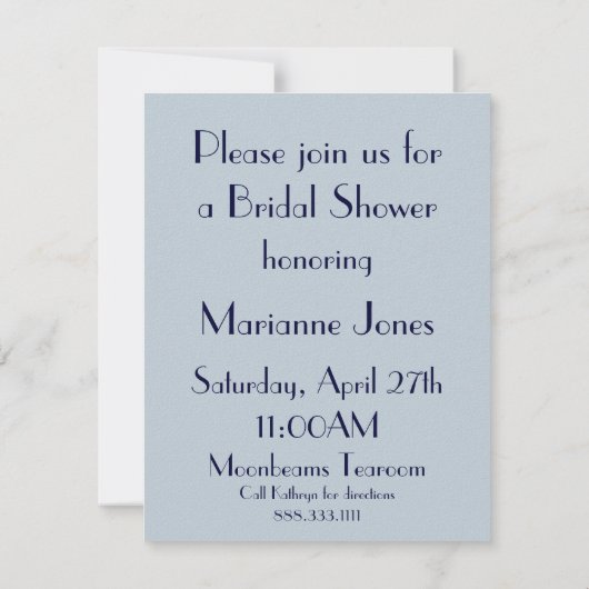 Art Nouveau Beauveau Bride Shower-uitnodiging Kaart (Achterkant)