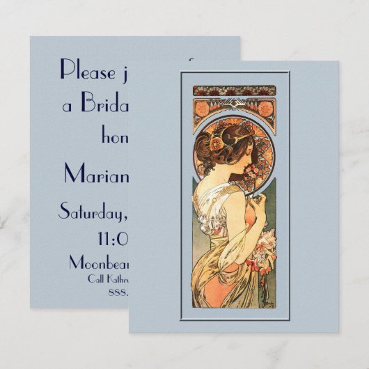 Art Nouveau Beauveau Bride Shower-uitnodiging Kaart (Voorkant / Achterkant)