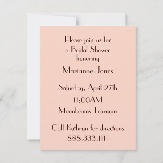 Art Nouveau Beauveau Bride Shower-uitnodiging Kaart (Achterkant)