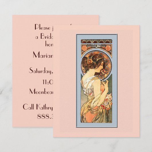 Art Nouveau Beauveau Bride Shower-uitnodiging Kaart (Voorkant / Achterkant)