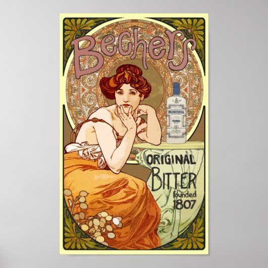 Art Nouveau Bechers Original Bitter 1807 Poster (Voorkant)