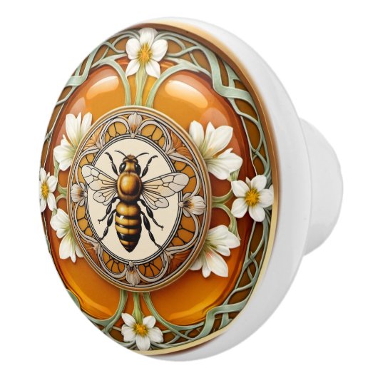Art Nouveau Bee Keramische Knop (Rechts)