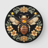 Art Nouveau Bee on Black Ronde Klok (Voorkant)