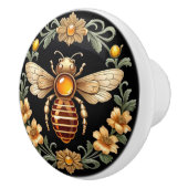 Art Nouveau Bee op zwart Keramische Knop (Rechts)