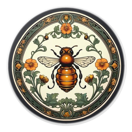 Art Nouveau Bee-utiful Keramische Knop (Voorkant)