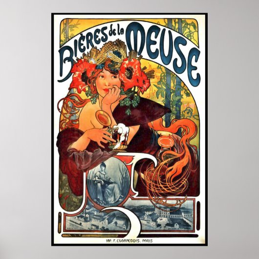 Art Nouveau Beer AD 1897 Poster (Voorkant)