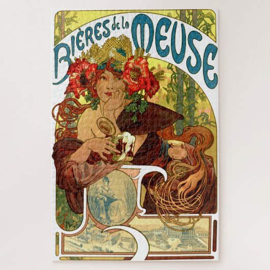  Art Nouveau Beer Ad door Alphonse Mucha Legpuzzel (Verticaal)