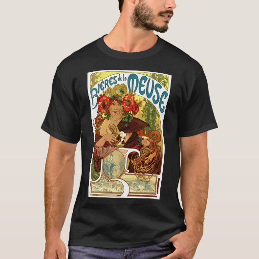  Art Nouveau Beer Ad door Alphonse Mucha T-shirt (Voorkant)