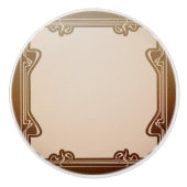 art nouveau, beige, brown, antiek, belle époque, e keramische knop (Voorkant)