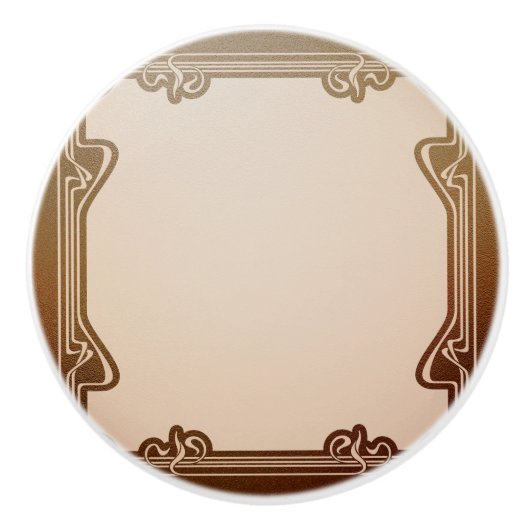 art nouveau, beige, brown, antiek, belle époque, e keramische knop (Voorkant)