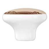 art nouveau, beige, brown, antiek, belle époque, e keramische knop (Zijkant)