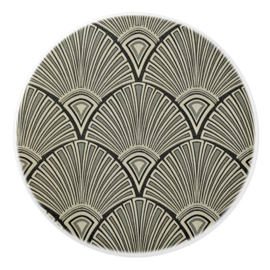 , art nouveau, beige, grijs, art deco, frans, ru keramische knop (Voorkant)