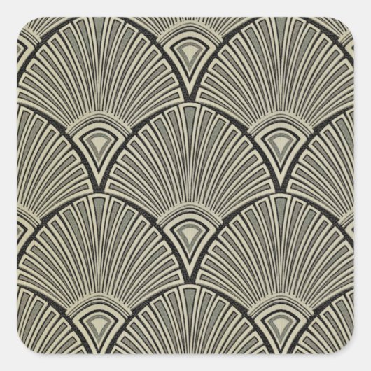 , art nouveau, beige, grijs, art deco, frans vierkante sticker (Voorkant)
