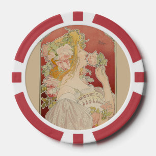 Art Nouveau Belle Époque Damesrozen Livemont Poker Chips