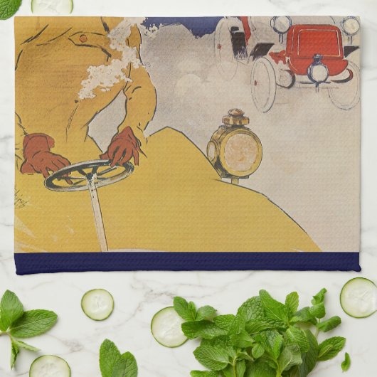 Art Nouveau, Benzo Moteur van Jules Cheret Theedoek (Gevouwen)