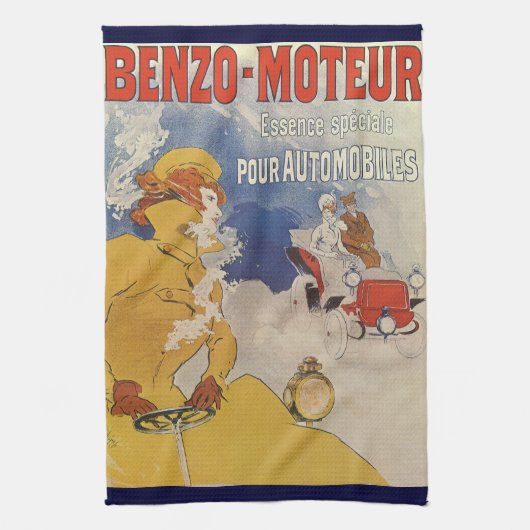 Art Nouveau, Benzo Moteur van Jules Cheret Theedoek (Verticaal)