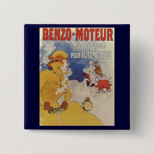 Art Nouveau, Benzo Moteur van Jules Cheret Vierkante Button 5,1 Cm (Voorkant)