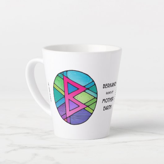 Art Nouveau Berkano Rune Latte Mok – Moeder Aarde! (Linkerhoek)
