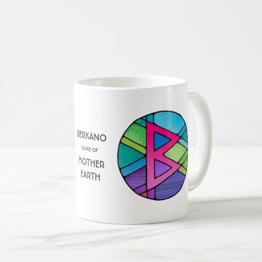 Art Nouveau Berkano Rune Mok - MOEDER AARDE! (Voorkant rechts)