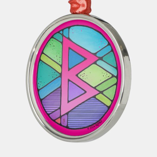 Art Nouveau Berkano Rune van moeder aarde Metalen Ornament (Links)