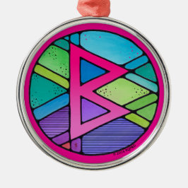 Art Nouveau Berkano Rune van moeder aarde Metalen Ornament