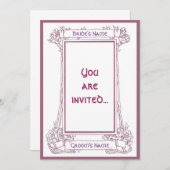 Art Nouveau Berry Lijst Pink Uitnodiging (Voorkant / Achterkant)