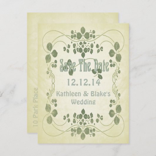 Art Nouveau Bewaar de datum Aankondigingskaart (Voorkant / Achterkant)