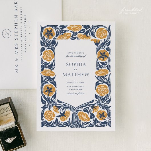 Art Nouveau Bewaar de datum |  bloemenbruiloft Save The Date