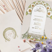 Art Nouveau Bewaar de datum Bruiloft Gouden Folie Folie Uitnodiging