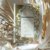 Art Nouveau Bewaar de datum Bruiloft Gouden Folie