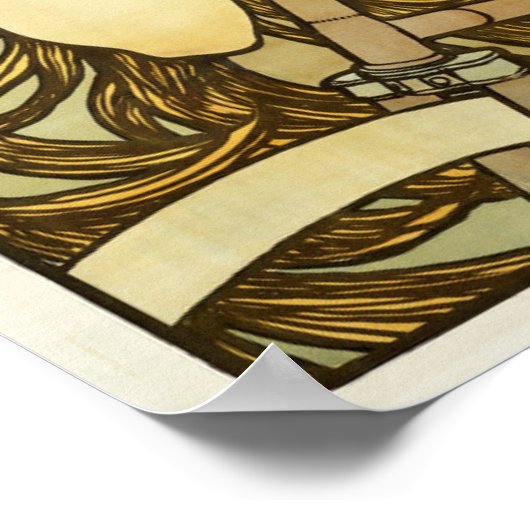  Art Nouveau Bicycle Ad door Alphonse Mucha Poster (Hoek)