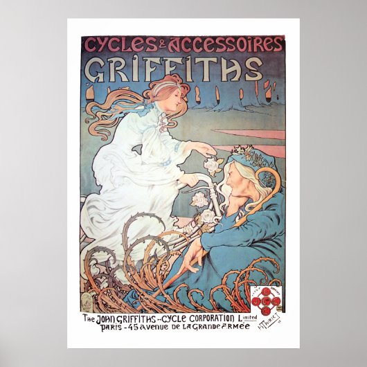  Art Nouveau Bicycle Ad door H. Thiriet Poster (Voorkant)