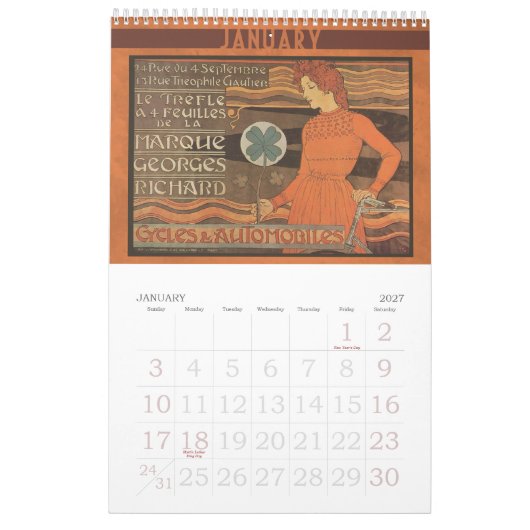 Art Nouveau Bicycle Agenda 2014  Kalender (Jan 2027)