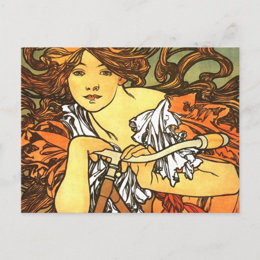 Art Nouveau Bicycle Mucha Art Briefkaart (Voorkant)
