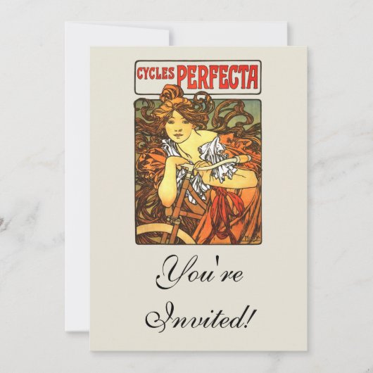 Art Nouveau Bicycle Mucha Art Kaart (Voorkant)