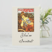 Art Nouveau Bicycle Mucha Art Kaart (Staand voorkant)