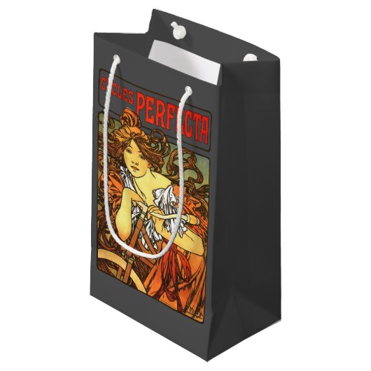 Art Nouveau Bicycle Mucha Art Klein Cadeauzakje (Voorkant Gekanteld)