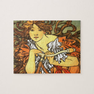 Art Nouveau Bicycle Mucha Art Legpuzzel
