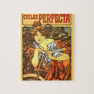 Art Nouveau Bicycle Mucha Art Legpuzzel