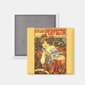 Art Nouveau Bicycle Mucha Art Magneet (Voorkant / Achterkant)