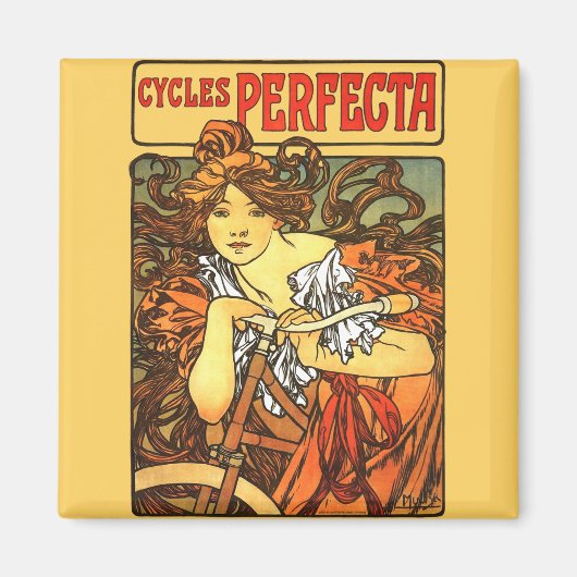 Art Nouveau Bicycle Mucha Art Magneet (Voorkant)