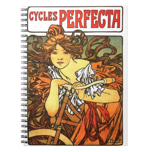 Art Nouveau Bicycle Mucha Art Notitieboek (Voorkant)