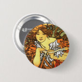 Art Nouveau Bicycle Mucha Art Ronde Button 5,7 Cm (Voorkant /achterkant)