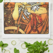 Art Nouveau Bicycle Mucha Art Theedoek (Gevouwen)
