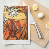 Art Nouveau Bicycle Mucha Art Theedoek (Quarter Fold)