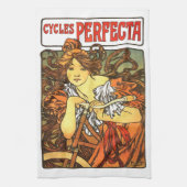 Art Nouveau Bicycle Mucha Art Theedoek (Verticaal)