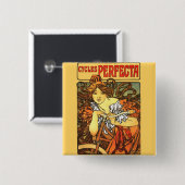 Art Nouveau Bicycle Mucha Art Vierkante Button 5,1 Cm (Voorkant /achterkant)