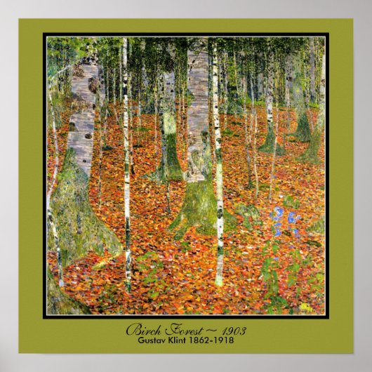Art Nouveau Birch Forest Gustav Klimt 1903 Poster (Voorkant)