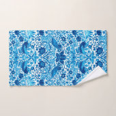 Art Nouveau Bird and Flower Tapestry, Blue & White Bad Handdoek (Handdoek)