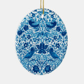Art Nouveau Bird and Flower Tapestry, Blue & White Keramisch Ornament (Rechts)